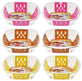 Heart Home Large Plastic Fruit, vegetable Storage Basket- Pack of 6 (Pink & Brown & Green)-HS42KUBMART25441